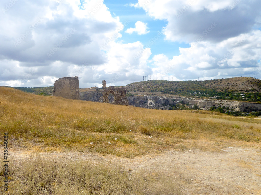 Ruins of the ancient fortress Calamita in Inkerman, Crimea