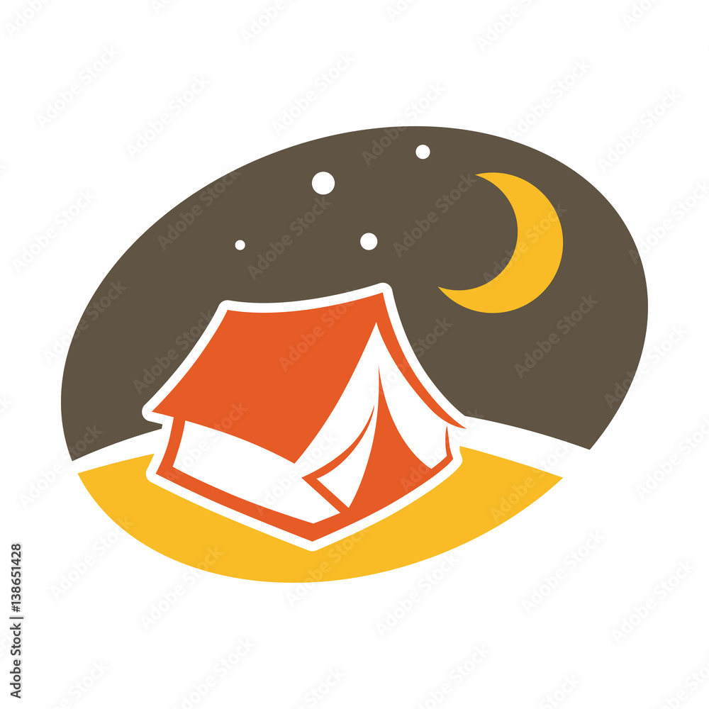 Camp tent in forest. Camping place isolated vector Camp tent in forest. Camping place isolated vector