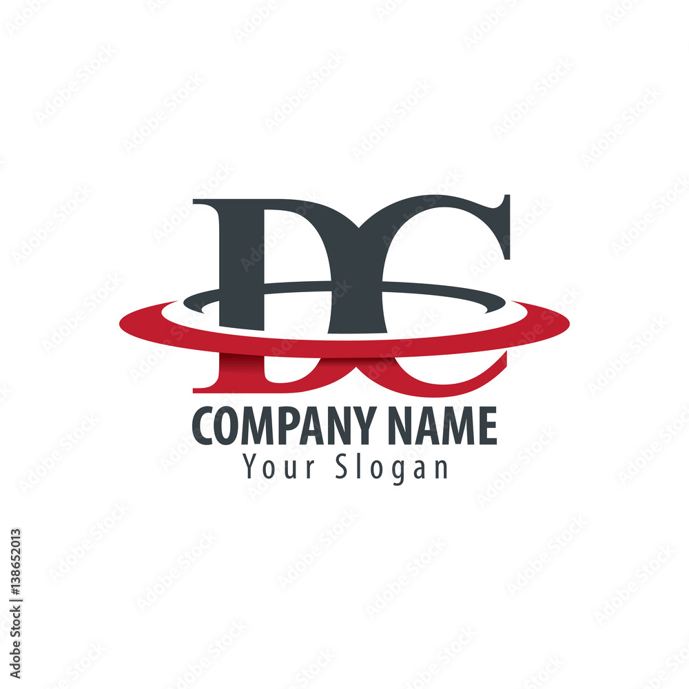 Obraz premium Initial Letter DC With Overlapping Swoosh Circle Logo