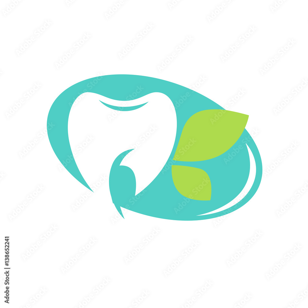 Tooth vector logo template for dentistry or dental clinic and health products. Vector icon of white shining teeth and healthy mouth