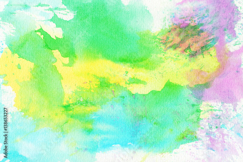 Abstract colorful hand draw watercolor background. © itim2101