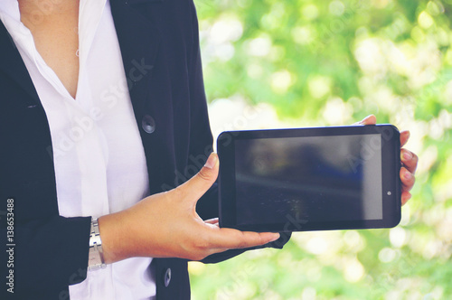 Wallpaper Mural Young business women hand show Torontodigital.ca