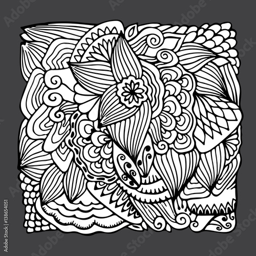 stock vector hand draw abstract flower, doodle wave pattern. background and template