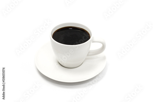 Hot coffee black coffee on white background 