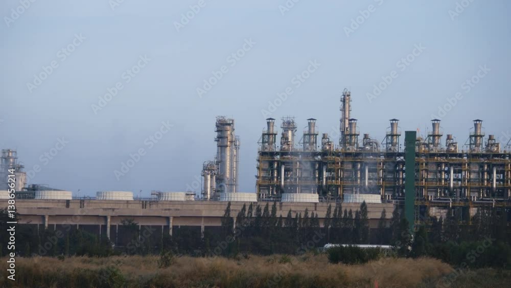 panning shot of Oil and chemical factory refinery plant, Structure of process area in factory panning shot of Oil and chemical factory refinery plant, Structure of process area in factory