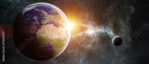 Fototapeta Naklejka Na Ścianę i Meble -  Planet Earth in space 3D rendering elements of this image furnished by NASA