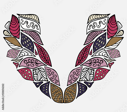 stock vector flowers and leaf ornament. oriental or russian pattern.necklace embroidery design