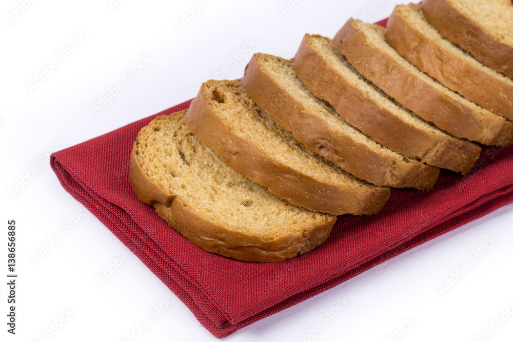 rusk with cardamom flavor, rusk on jute, rusk on cloth, rusk