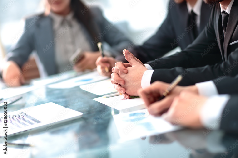 Image of human hands during business discussion Image of human hands during business discussion