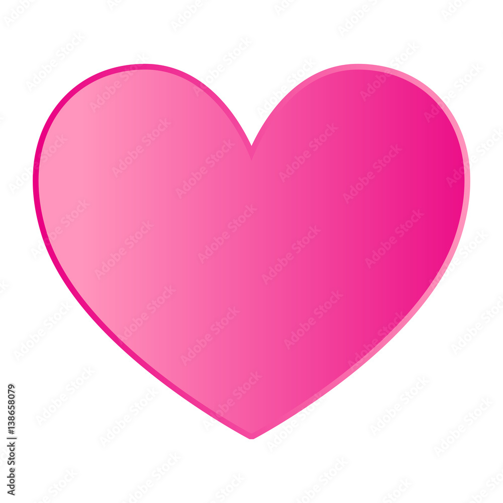 Pink heart on white background