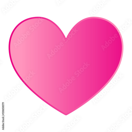 Pink heart on white background