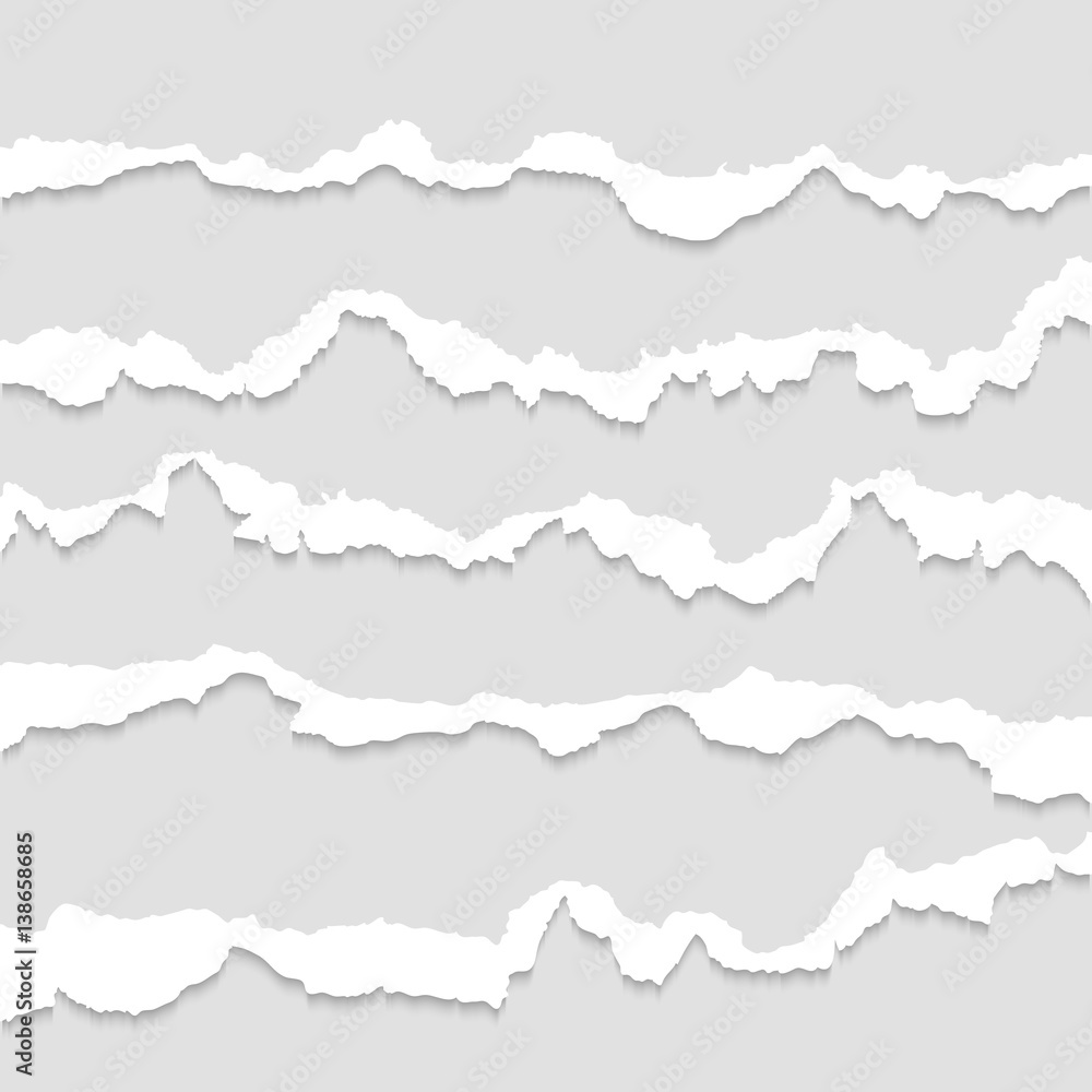 Torn paper, ripped papers edge vector set