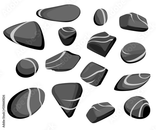 Vector Illustration Rock stone cartoon Set of different boulders Natural sea spa rock material game art