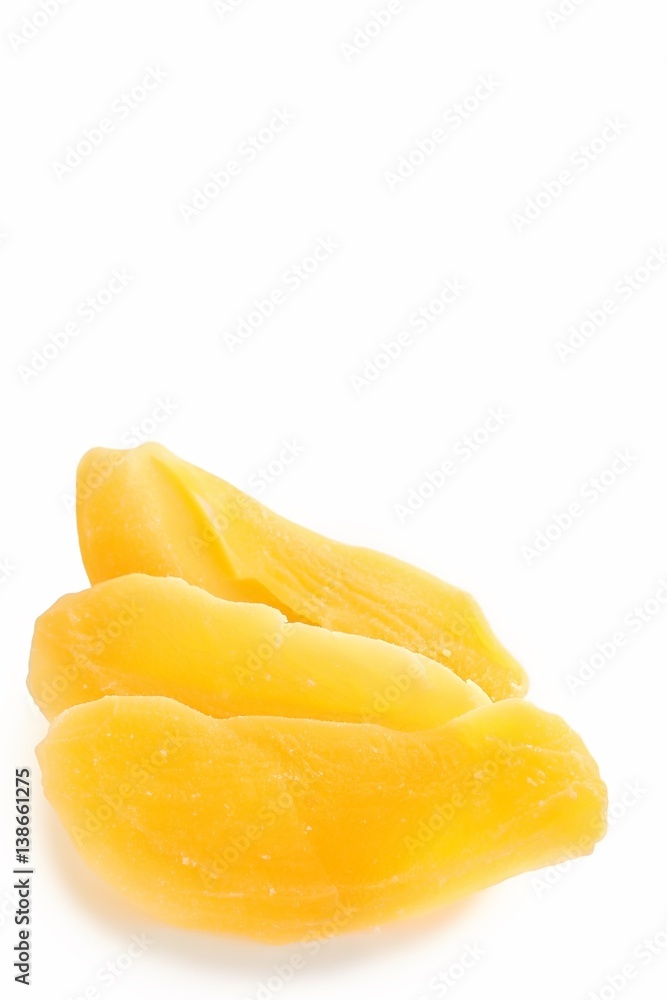 Dried Mango Slices on White Background Dried Mango Slices on White Background
