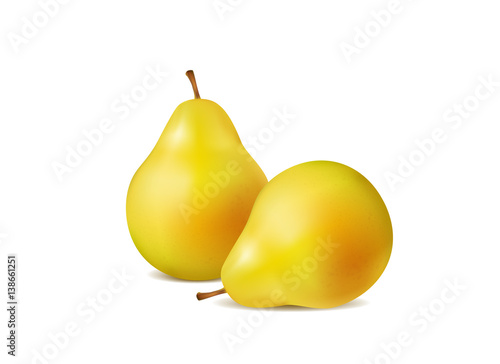 Fresh pears on a white background