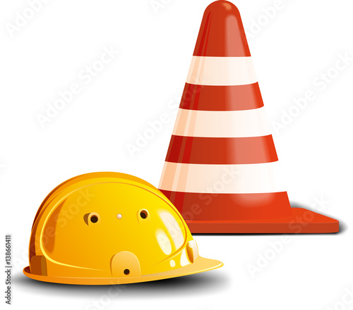 road cone and helm