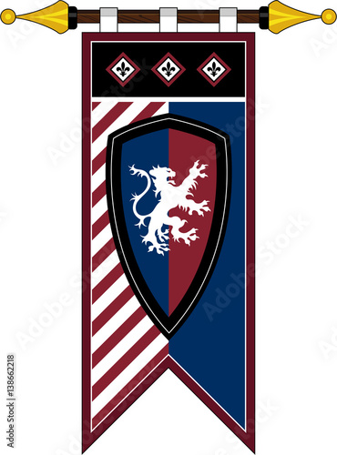 Medieval Heraldic Shield on Banner Flag