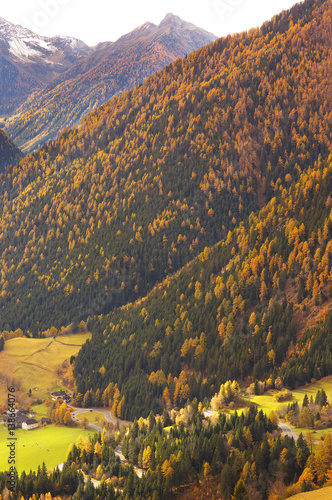 View of a famous Austrian valley with road Mallnitzer Strasse nearby town of Mallnitz