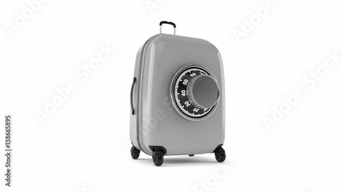 Luggage with combination lock isolated on white background