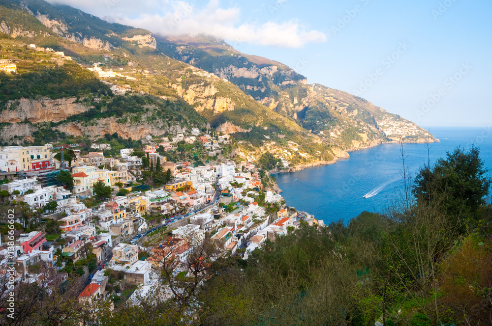 Famous Positano town on Amalfi coast in Italy