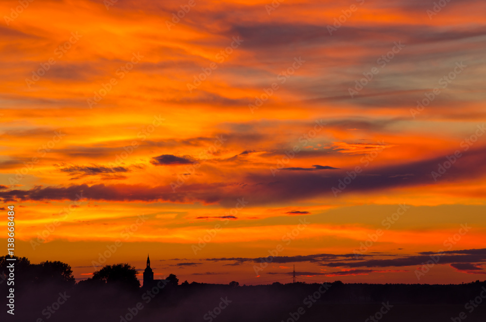 Colorful dramatic sunset