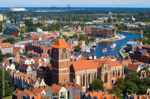 Cityscape with river, Gdansk, Poland