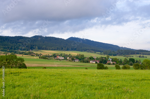 Landscape with meadows and hills