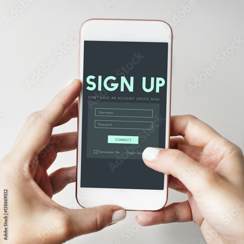 Foto Sign Up Form Button Graphic Concept