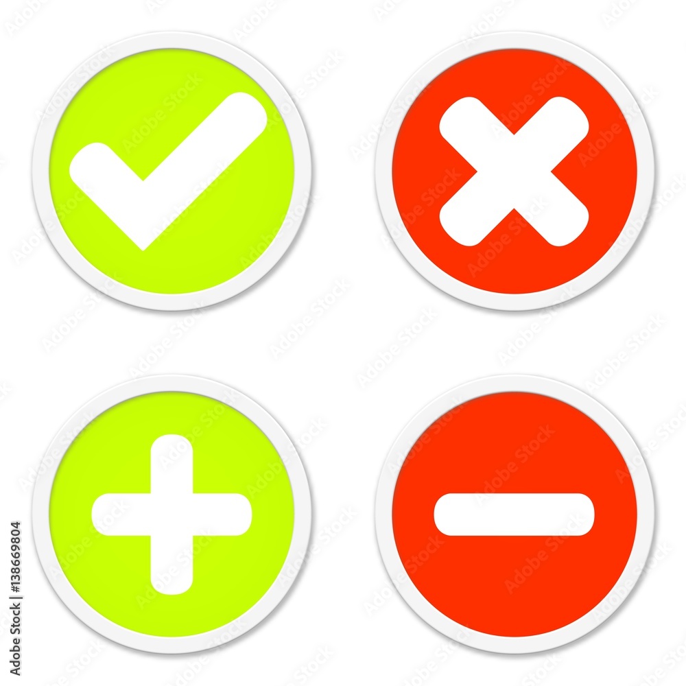 Fototapeta premium 4 Buttons: Zustimmung Ablehnung Plus Minus