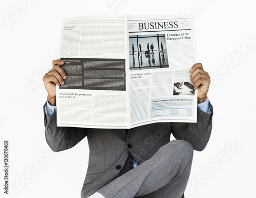 Business Man Reading Newspaper