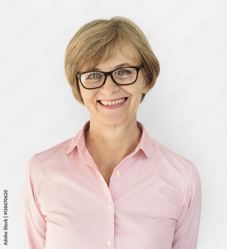 Senior Adult Woman Smiling Happiness Studio Portrait Senior Adult Woman Smiling Happiness Studio Portrait
