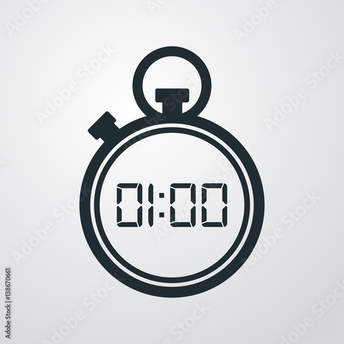 Icono plano cronometro un minuto en fondo degradado
