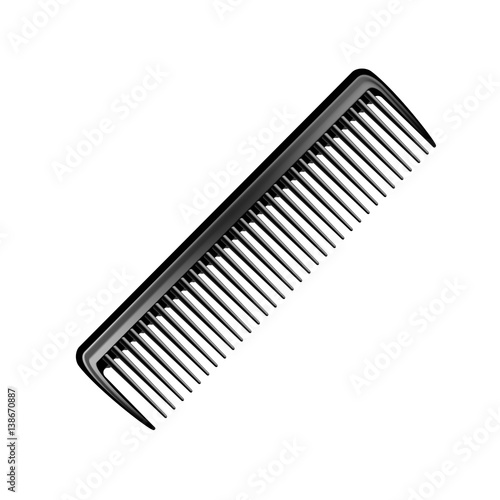 Vector Black Plastic Pocket Hair Brush Comb Top View Isolated on White Background