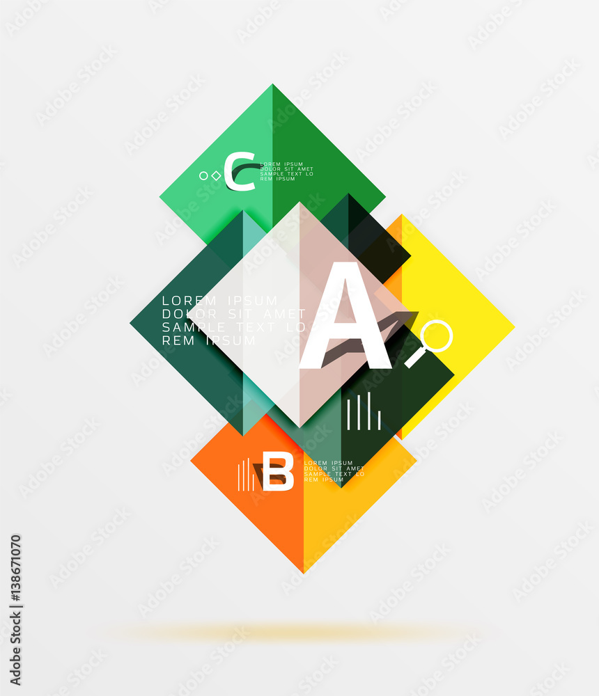 Modern flying square infographic Modern flying square infographic