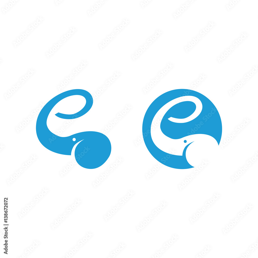 Elephant logo showing letter e with the trunk Elephant logo showing letter e with the trunk