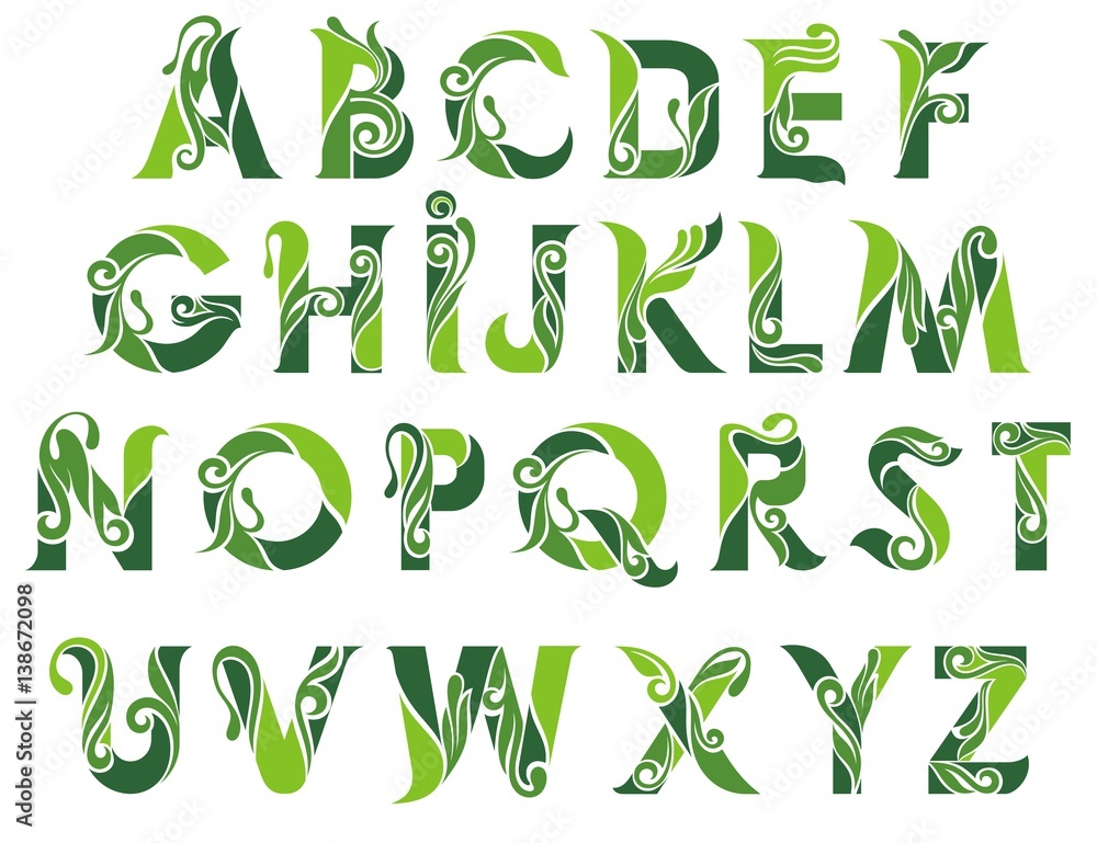 Vector green alphabet