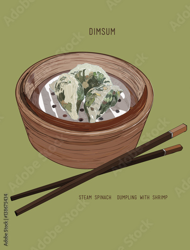 Hand drawn of Chinese dumplings.