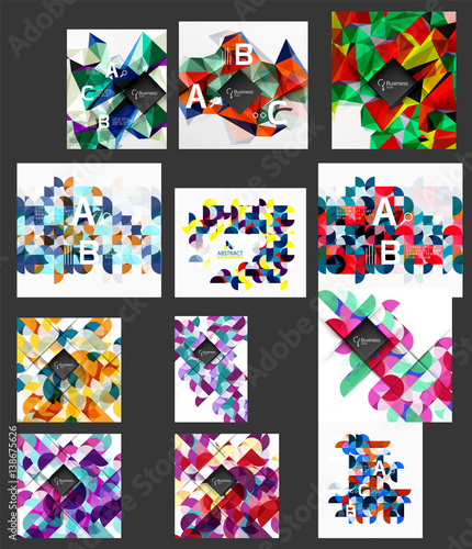 Mega collection of low poly triangle mosaic abstract backgrounds