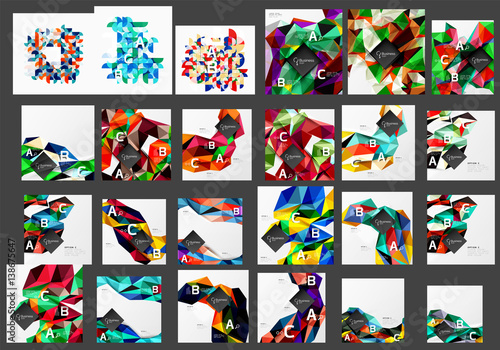 Mega collection of low poly triangle mosaic abstract backgrounds