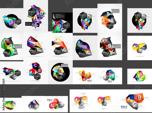 Mega collection of low poly triangle mosaic abstract backgrounds