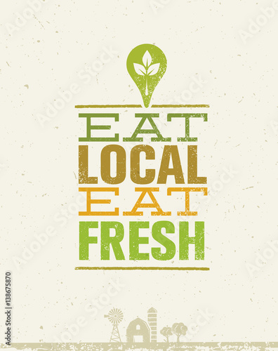 Local Food Market. From Farm To Table Creative Organic Vector Concept on Recycled Paper Background