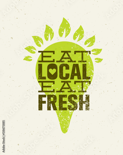 Local Food Market. From Farm To Table Creative Organic Vector Concept on Recycled Paper Background