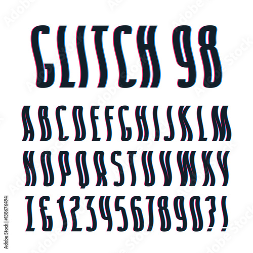 Decorative sanserif font with glitch wavy effect
