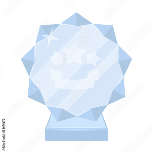 Crystal trophy in the shape of a star.Award for the best song in the talent contest .Awards and trophies single icon in cartoon style vector symbol stock illustration.