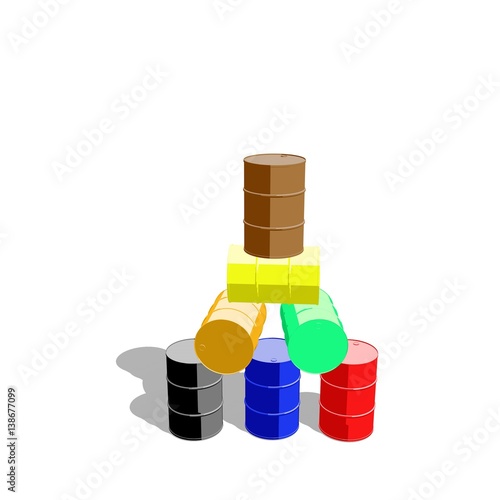 Stack of Oil barrels. Isola...
