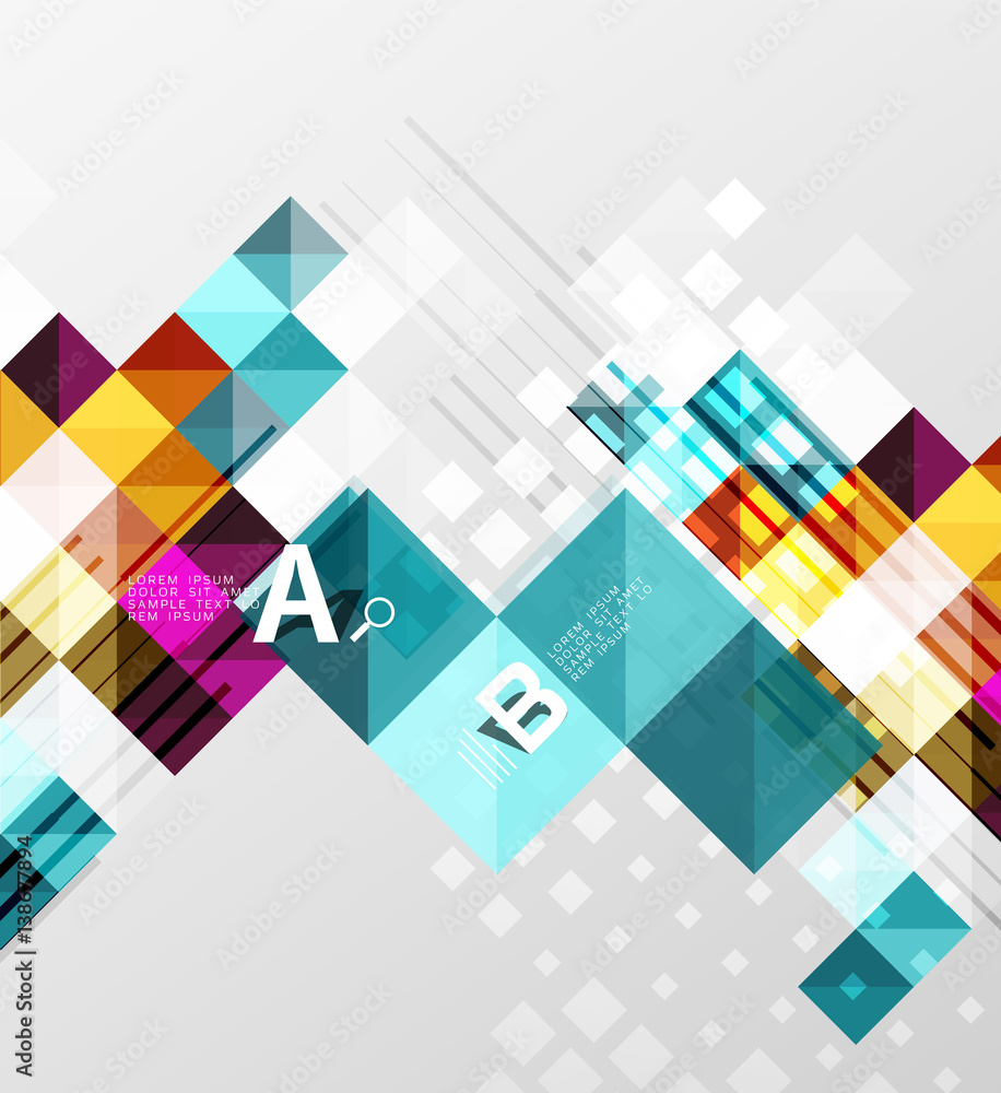 Square elements with infographics and options Square elements with infographics and options