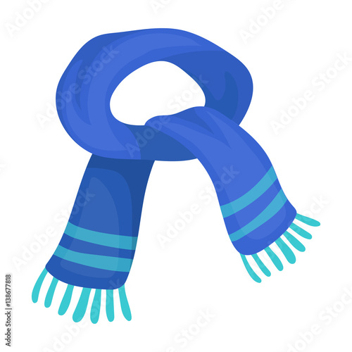 The blue scarf.Winter warm wool scarf for the neck.Scarves and shawls single icon in cartoon style vector symbol stock illustration.