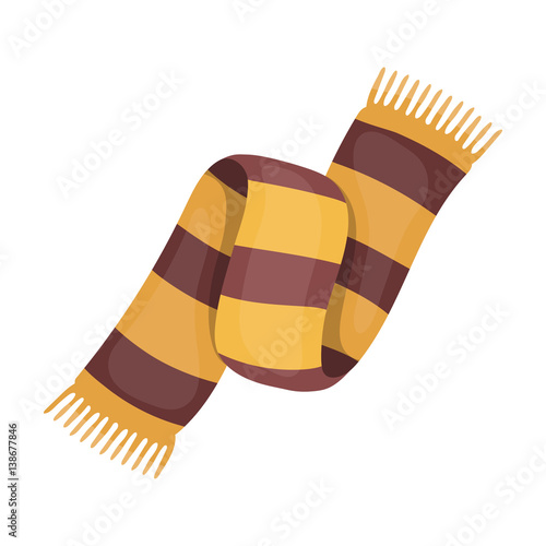 Beautiful two-tone scarf.Scarf with her ropes on the ends.Scarves and shawls single icon in cartoon style vector symbol stock illustration.
