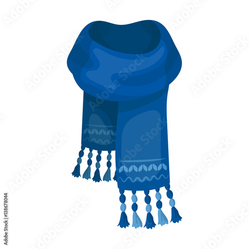 Blue felt scarf with beautiful patterns.Scarves and shawls single icon in cartoon style vector symbol stock illustration.