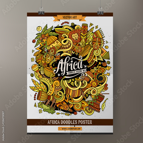 Cartoon doodles Africa poster template